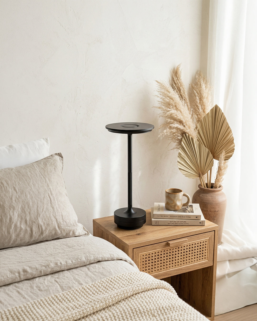 Oplaadbare LED Tafellamp met Dimfunctie Cilindervorm Metaal Draadloze Sfeerlamp | Sansoti