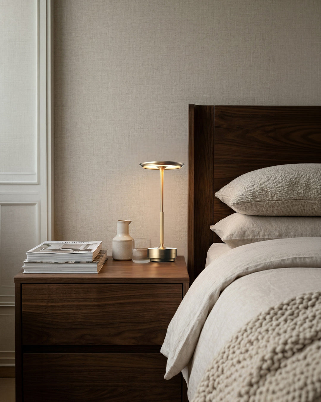 Oplaadbare LED Tafellamp met Dimfunctie Cilindervorm Metaal Draadloze Sfeerlamp | Sansoti