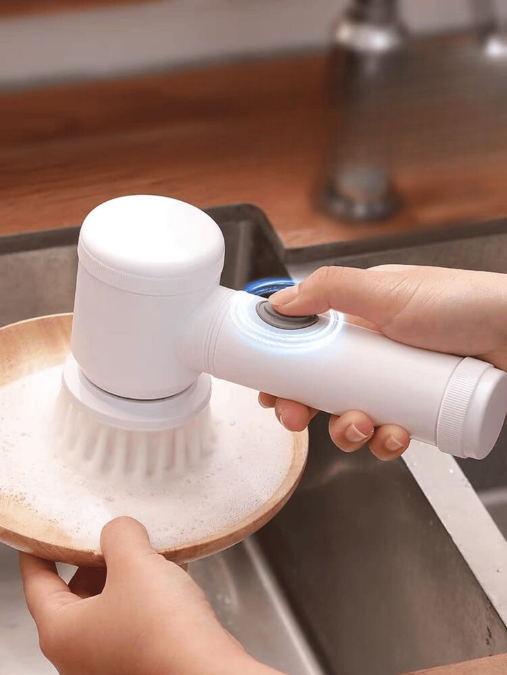 Elektrische Schrobborstel met Koperen Details en Verstelbare Snelheden – Afwasbaar Keukengereedschap | Sansoti