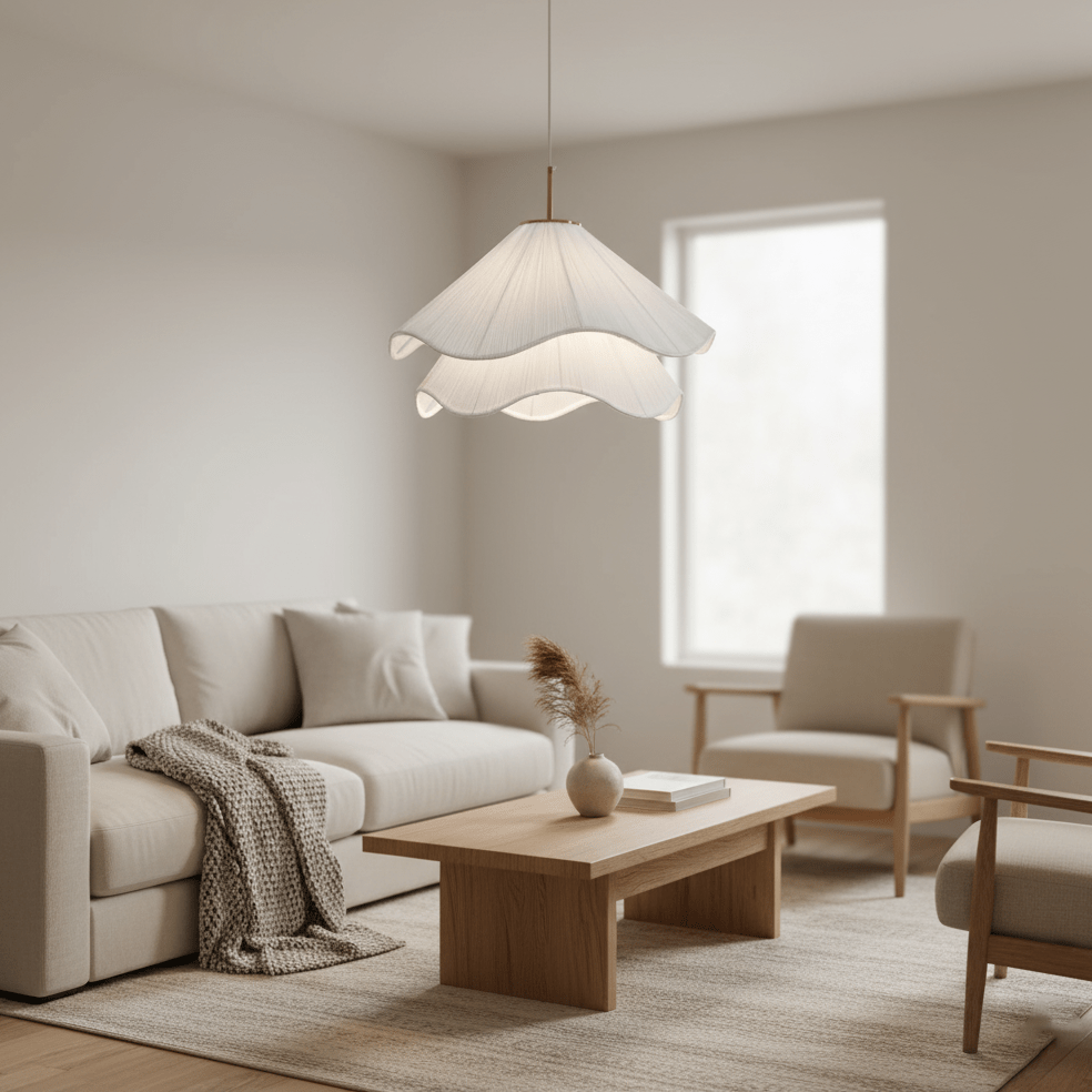 Hanglamp Gelaagde Plissé Kap — Bloembladachtig Licht Gouden Fitting E26/E27 Dakschuine Montage | Sansoti