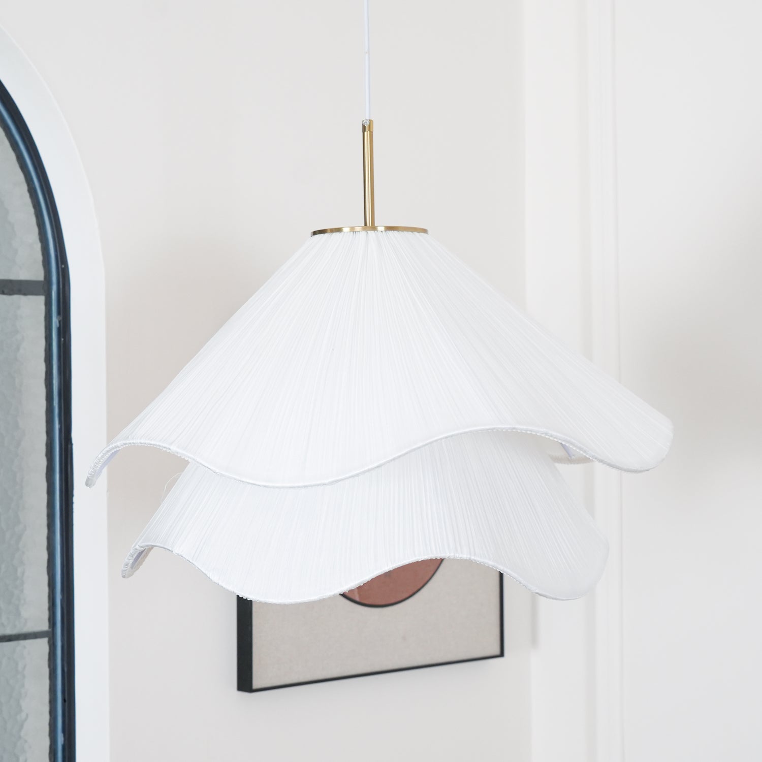 Hanglamp Gelaagde Plissé Kap — Bloembladachtig Licht Gouden Fitting E26/E27 Dakschuine Montage | Sansoti