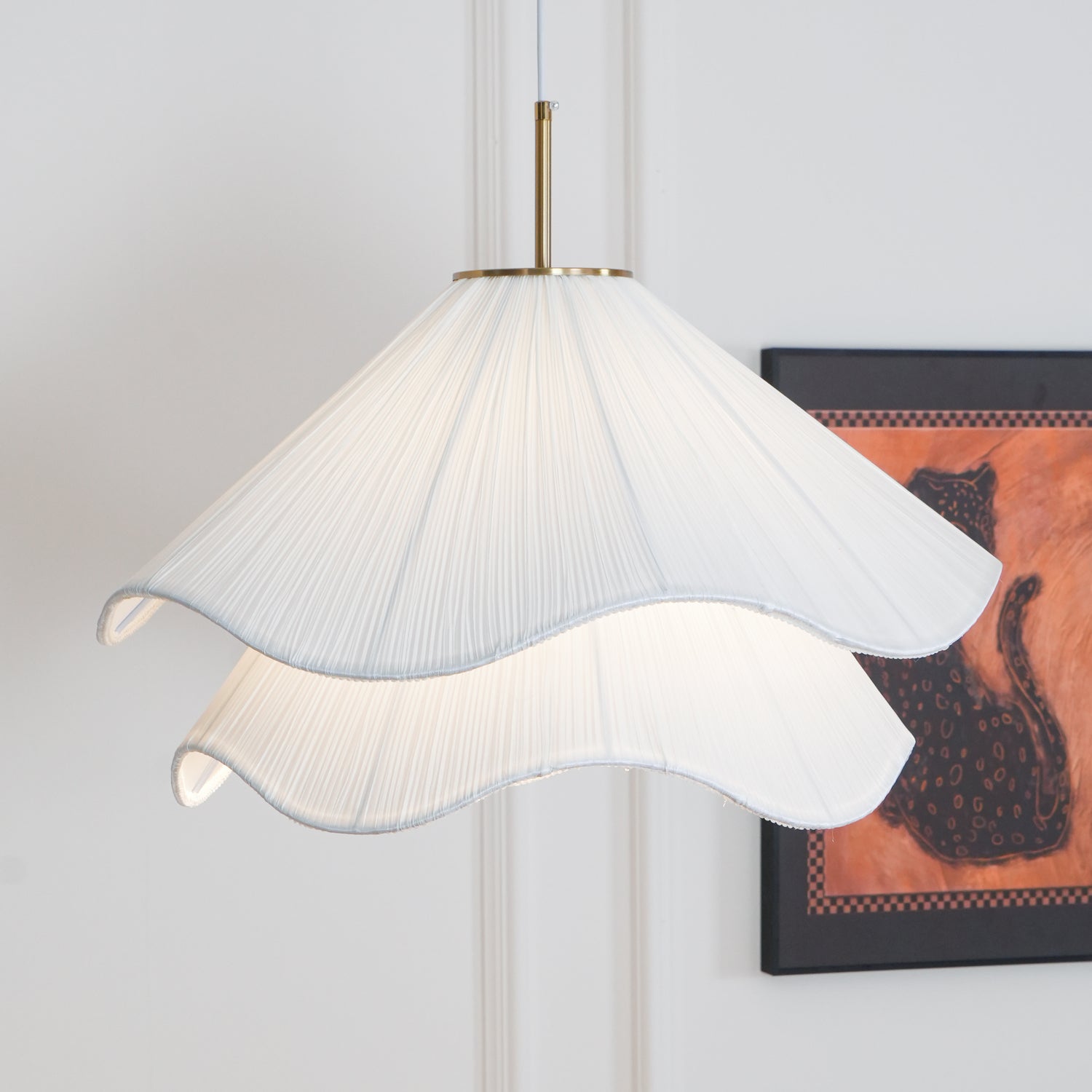 Hanglamp Gelaagde Plissé Kap — Bloembladachtig Licht Gouden Fitting E26/E27 Dakschuine Montage | Sansoti