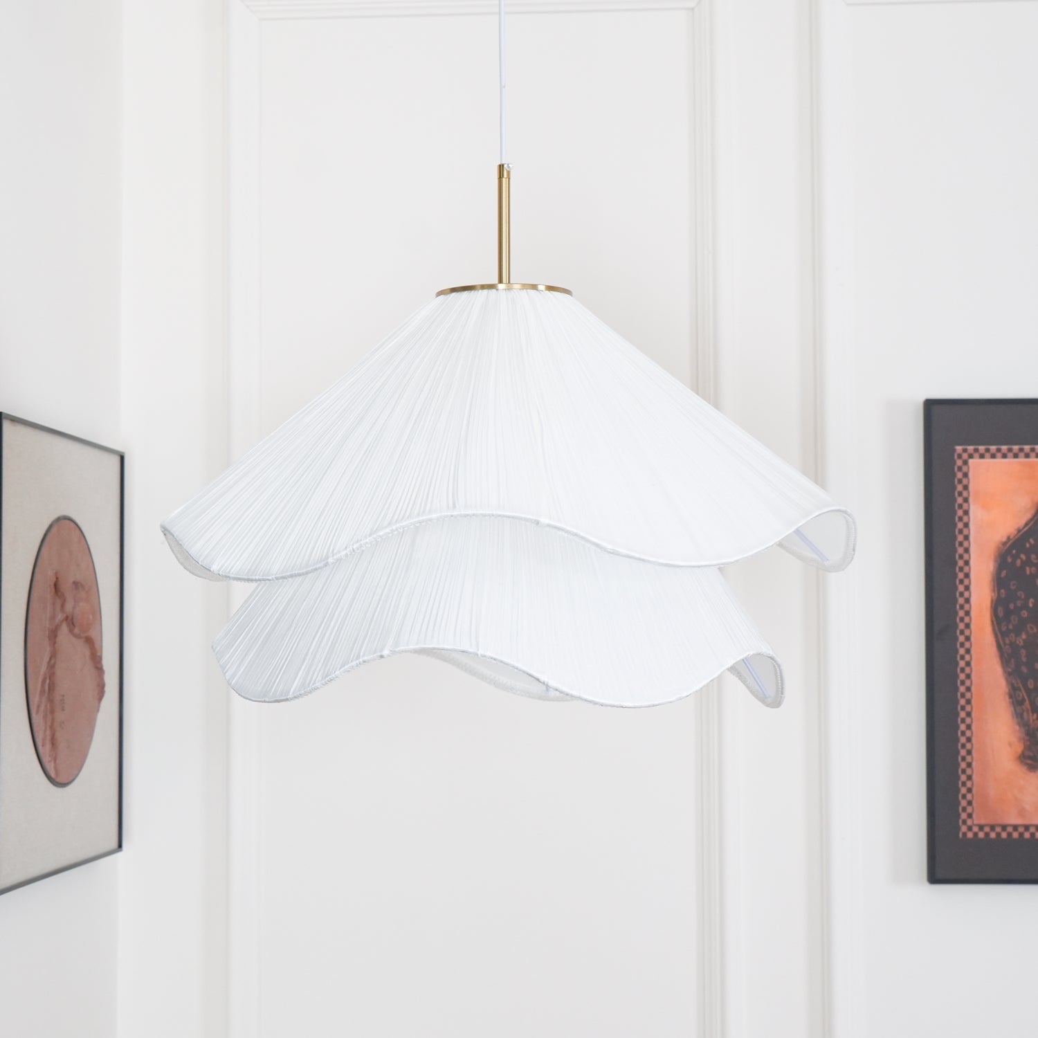 Hanglamp Gelaagde Plissé Kap — Bloembladachtig Licht Gouden Fitting E26/E27 Dakschuine Montage | Sansoti