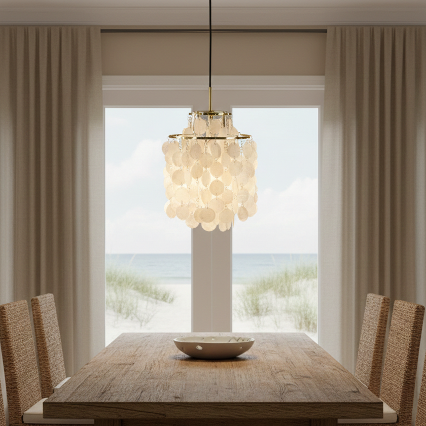 Runder Muschel-Kronleuchter Gold Silber LED Wohnzimmer Esszimmer Schlafzimmer Hotellobby Treppenhaus Salon | Sansoti