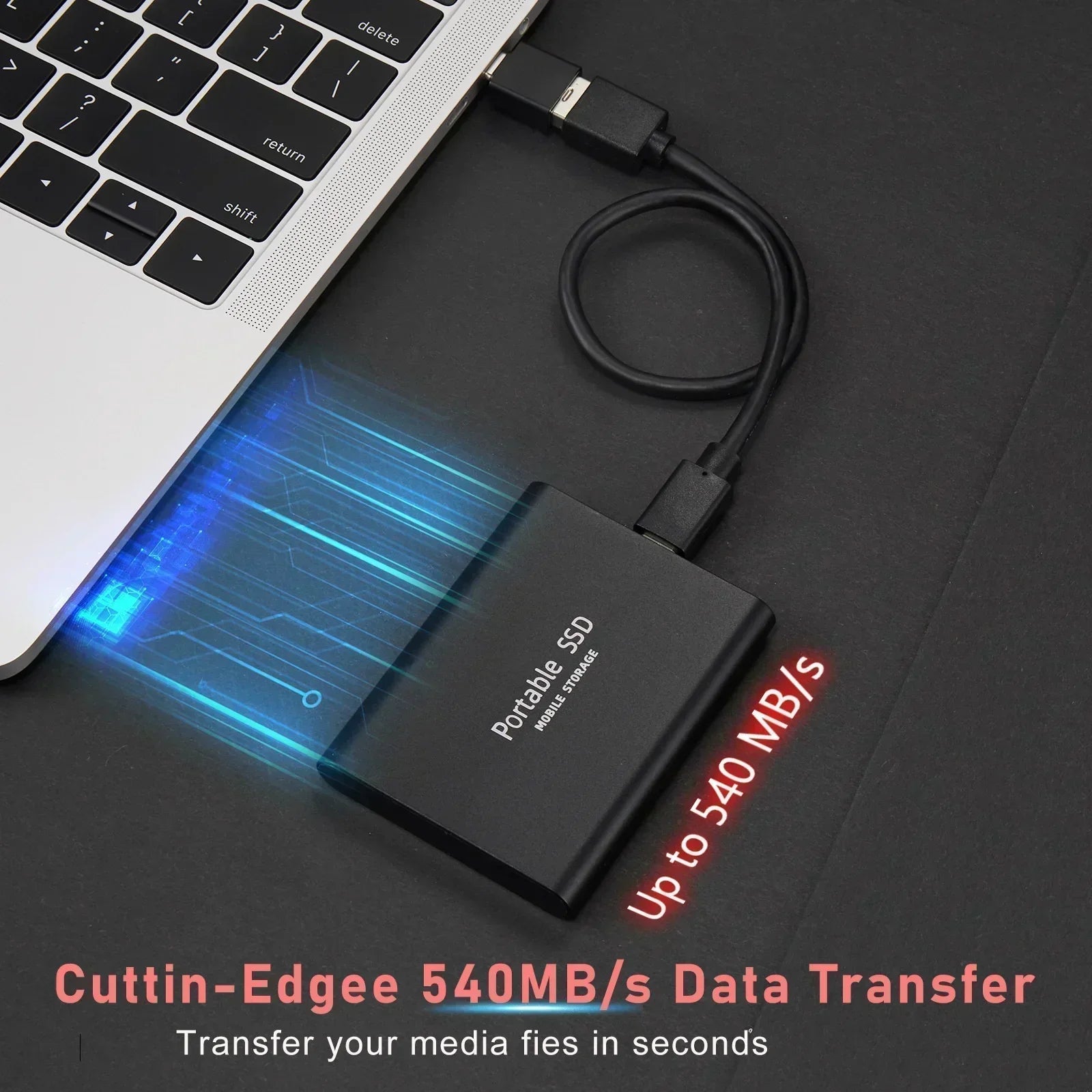 Externe SSD 2TB Snelle Overdracht USB-C Compact Opslag Backup Bestandsopslag Draagbare Gegevensopslag | Sansoti