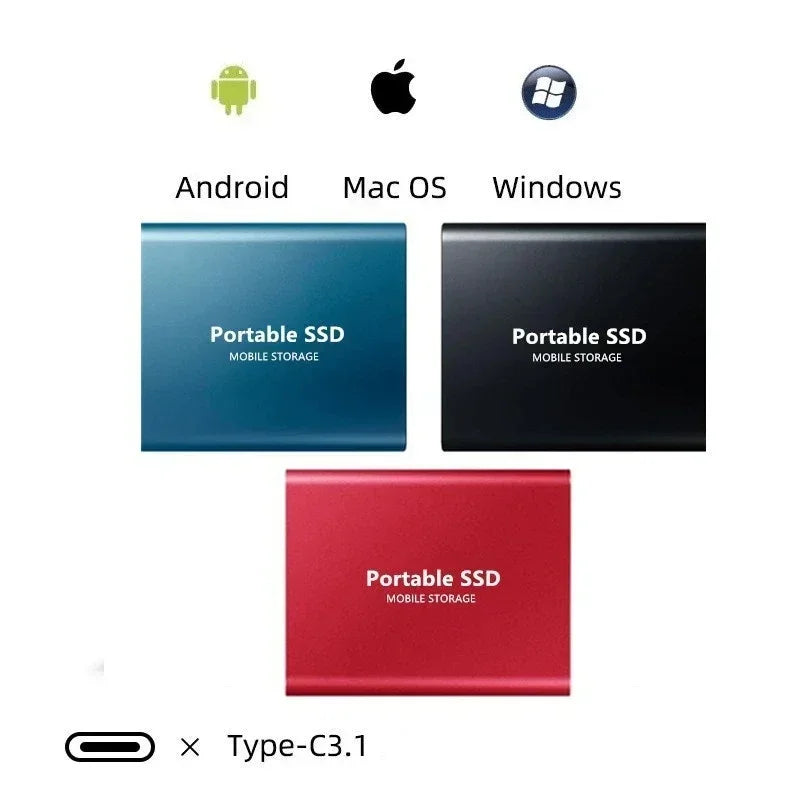 Externe SSD 2TB Snelle Overdracht USB-C Compact Opslag Backup Bestandsopslag Draagbare Gegevensopslag | Sansoti