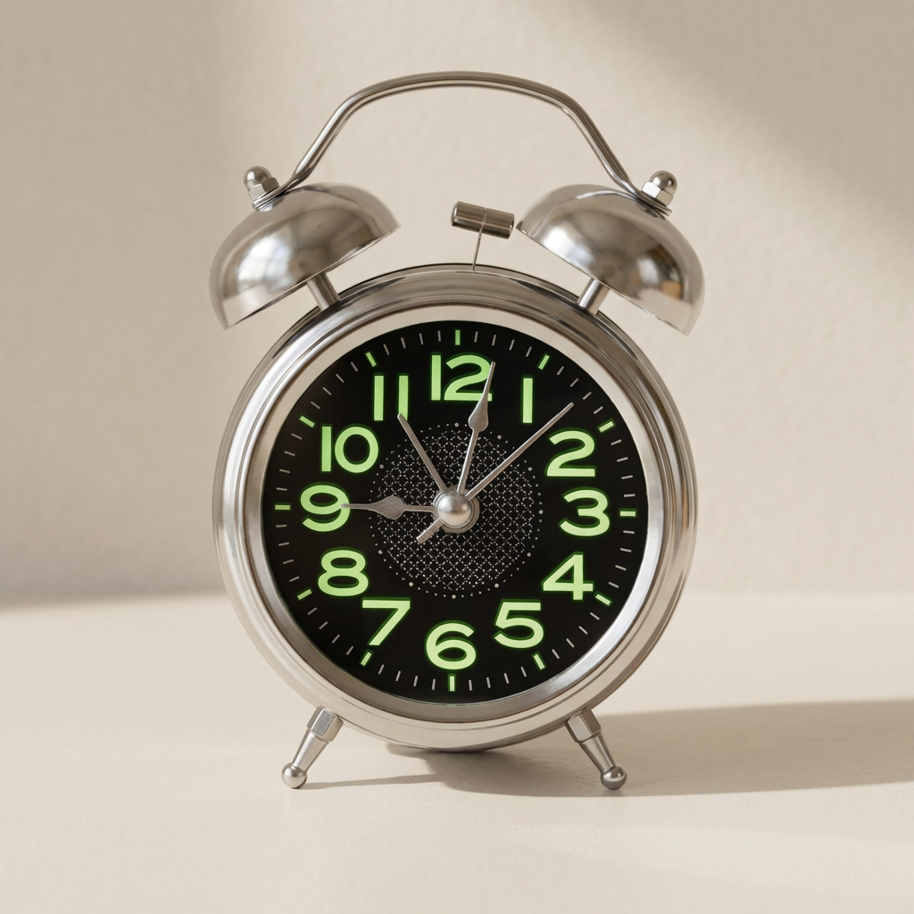 Extra Luide Retro Wekker met Dubbele Bel voor Diepe Slapers – Stille Quartz Beweging & Nachtlampje 10cm | Sansoti
