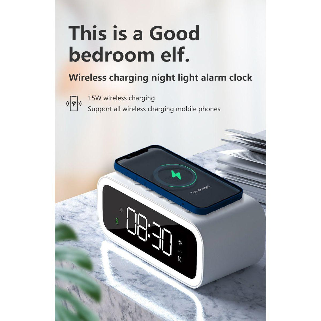 Digitaler Wecker mit kabelloser Telefonladefunktion, LED-Display und Alarmfunktion, ideal für Nachttisch und Schlafzimmer | Sansoti