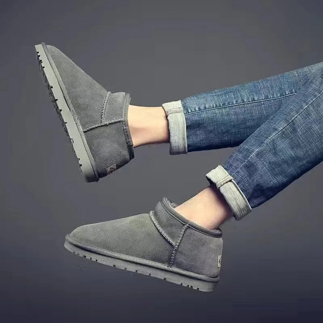 Enkellaarzen Dames Suède met Schapenwollen Voering Winterschoenen Comfortabel Warm Leren Laarzen Plat | Sansoti