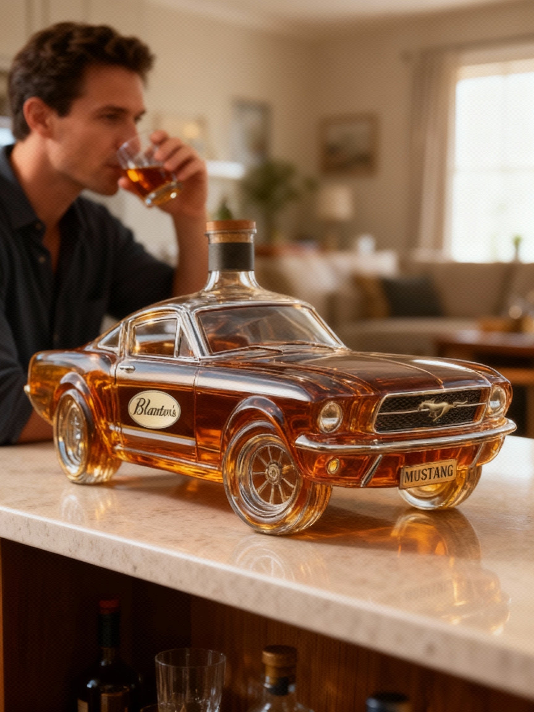 Auto-Vormige Whiskykaraf in Mustang-Stijl – Glazen Spirit Decanter voor Thuisbar | Sansoti