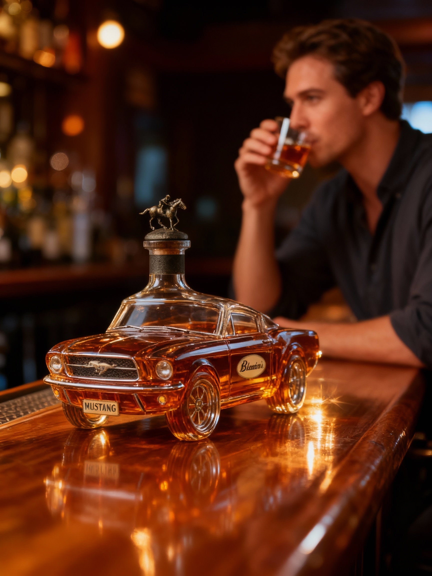 Auto-Vormige Whiskykaraf in Mustang-Stijl – Glazen Spirit Decanter voor Thuisbar | Sansoti