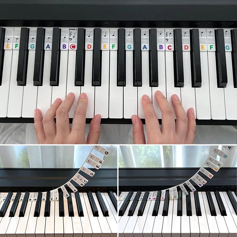 Verwijderbare Piano Toetslabels — Siliconen Nootlabels voor 88 Toetsen — Leerhulp voor Beginners | Sansoti