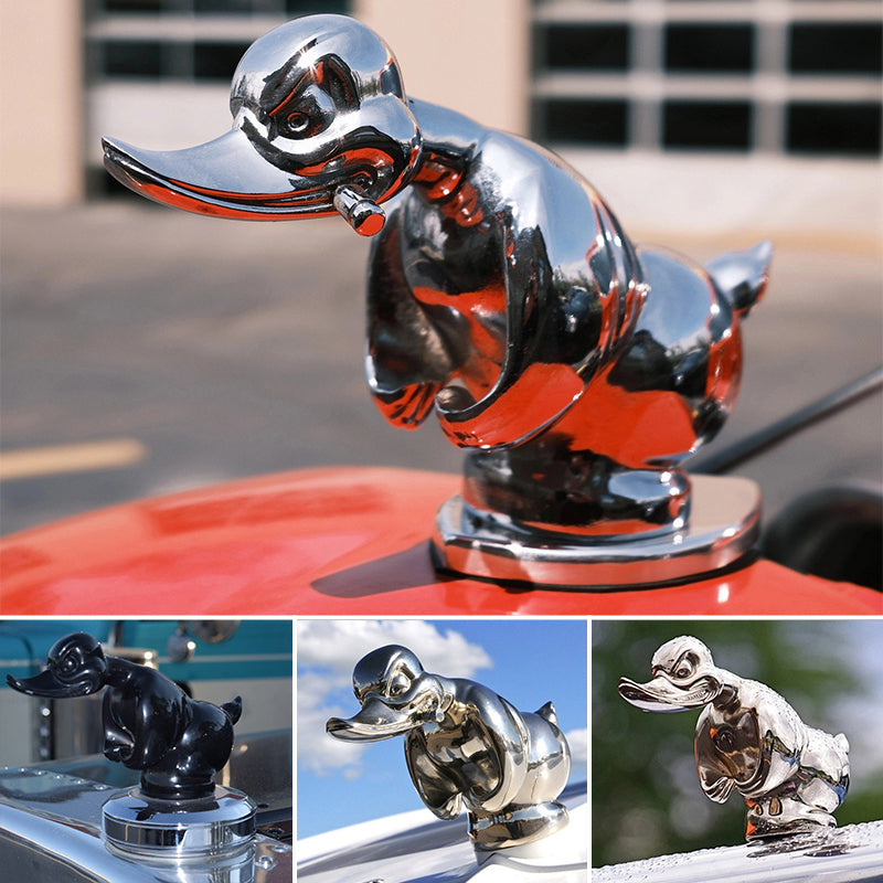 Decoratieve Eend Auto Ornament 15cm Chroom Rubber Mascotte Figuur Dashboard Accessoire Voertuig Embleem | Sansoti