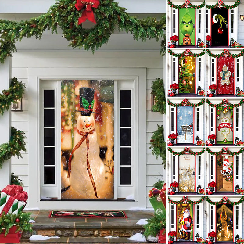 Kerstdeurposter Textiel 91x203 cm Feestelijke Thema's Herbruikbaar Duurzaam Voordeurversiering Kerstdecoratie | Sansoti