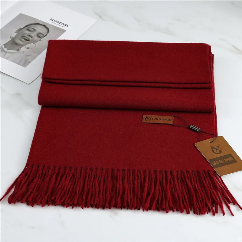 Kaschmir-Winterschal 190x68cm aus luxuriöser Wolle mit Fransen, warmes Damen- und Herrenaccessoire, drapierter weicher Schal | Sansoti