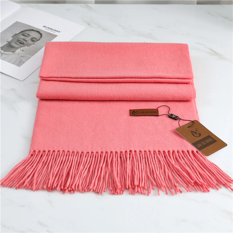 Kaschmir-Winterschal 190x68cm aus luxuriöser Wolle mit Fransen, warmes Damen- und Herrenaccessoire, drapierter weicher Schal | Sansoti