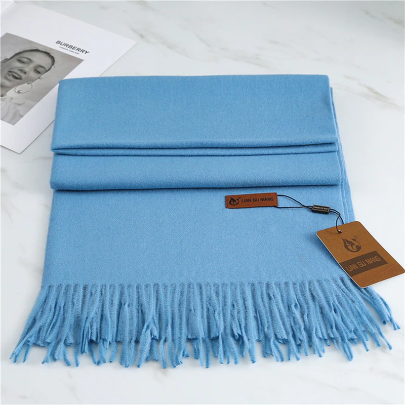 Kaschmir-Winterschal 190x68cm aus luxuriöser Wolle mit Fransen, warmes Damen- und Herrenaccessoire, drapierter weicher Schal | Sansoti