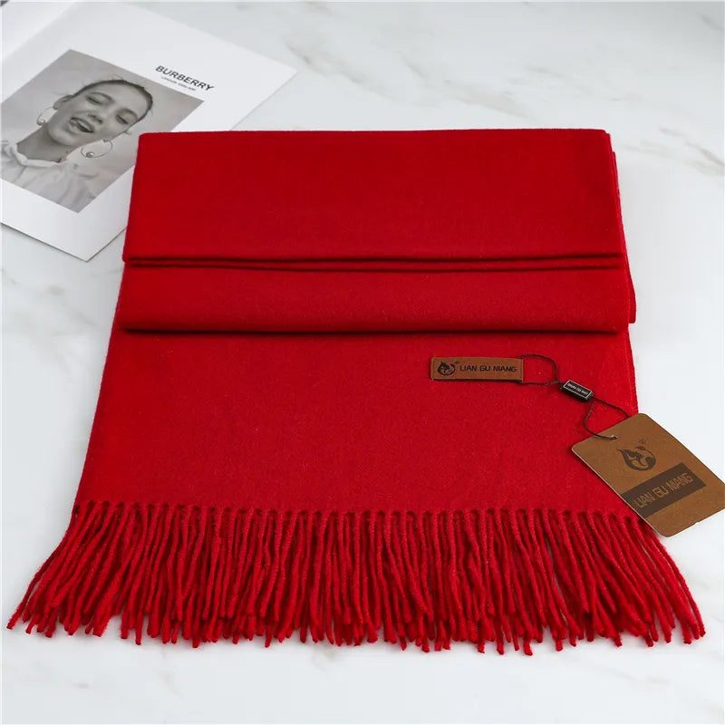 Kaschmir-Winterschal 190x68cm aus luxuriöser Wolle mit Fransen, warmes Damen- und Herrenaccessoire, drapierter weicher Schal | Sansoti