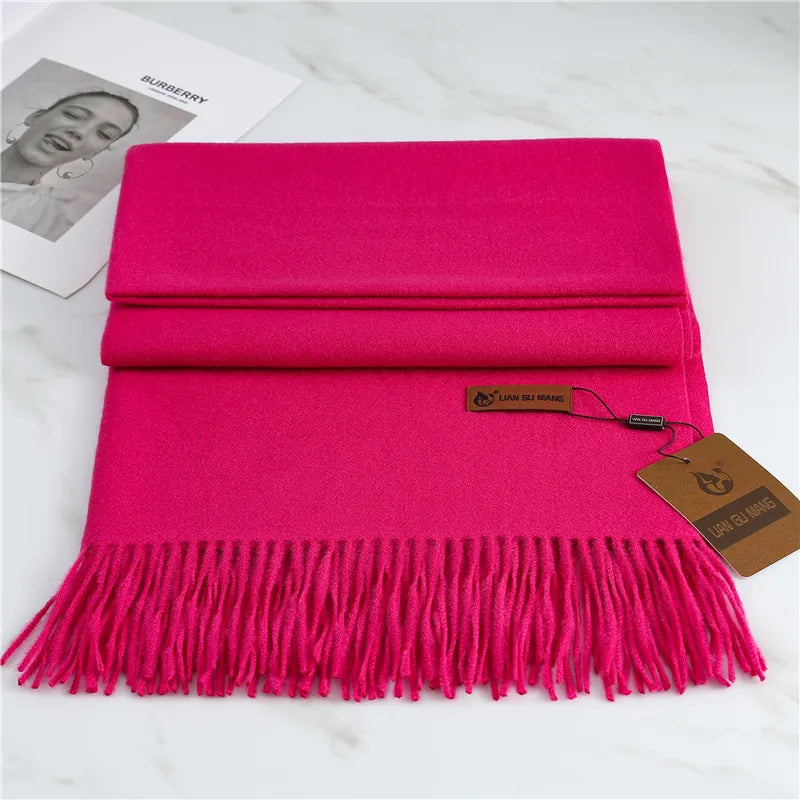 Kaschmir-Winterschal 190x68cm aus luxuriöser Wolle mit Fransen, warmes Damen- und Herrenaccessoire, drapierter weicher Schal | Sansoti