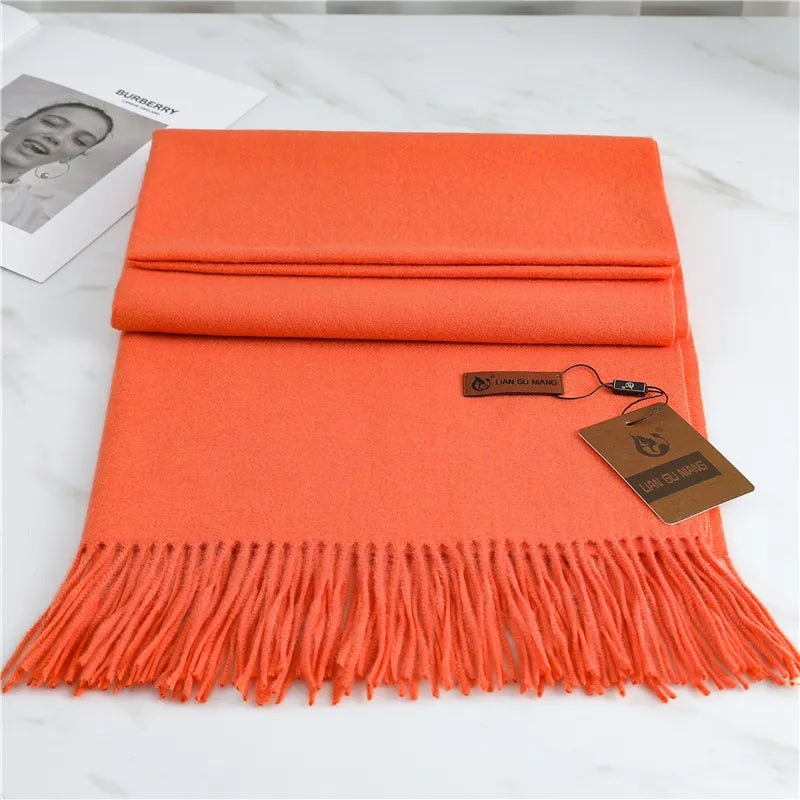 Kaschmir-Winterschal 190x68cm aus luxuriöser Wolle mit Fransen, warmes Damen- und Herrenaccessoire, drapierter weicher Schal | Sansoti