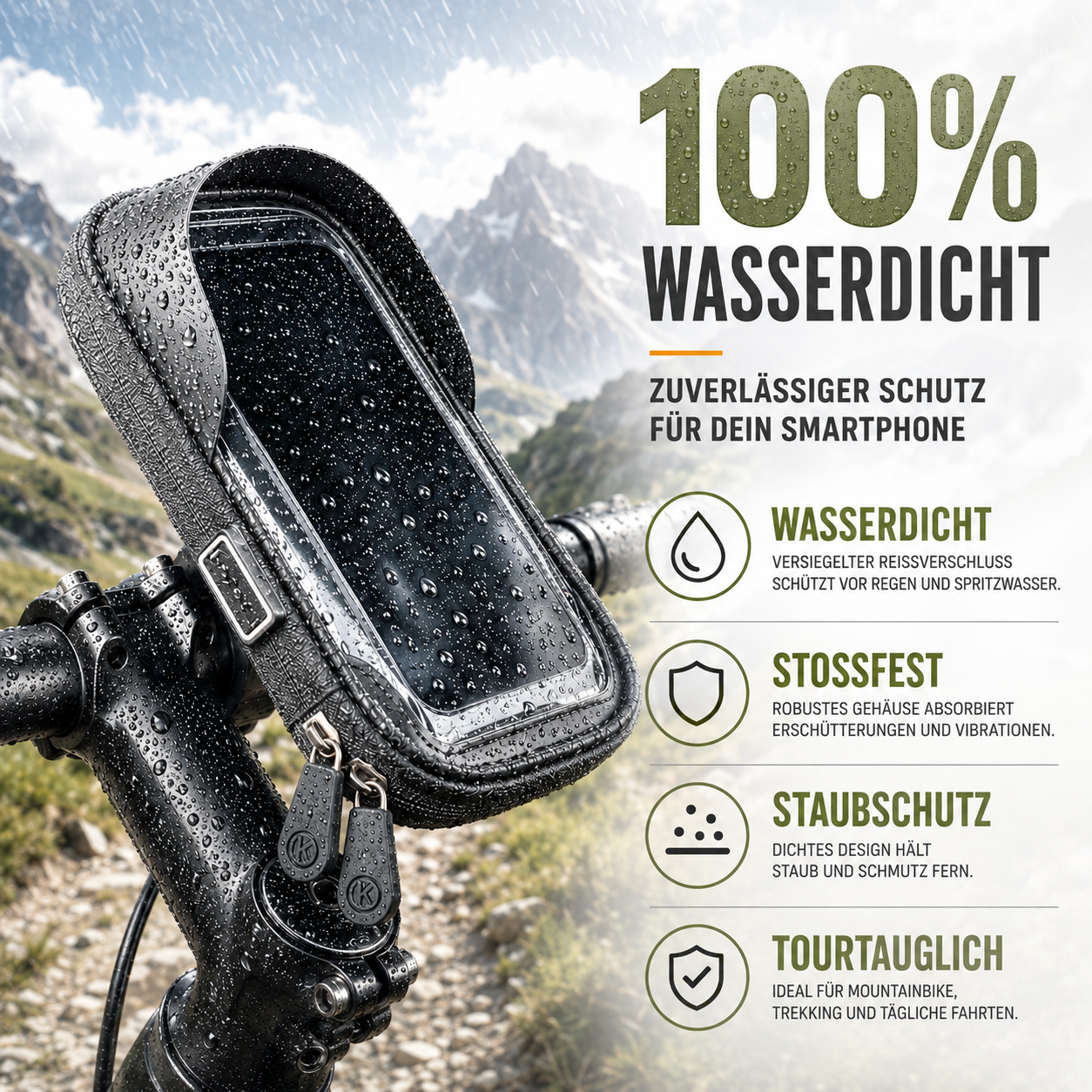 Waterdichte Telefoonhouder voor Fiets met Touchscreen – Tot 6.4 Inch | Sansoti