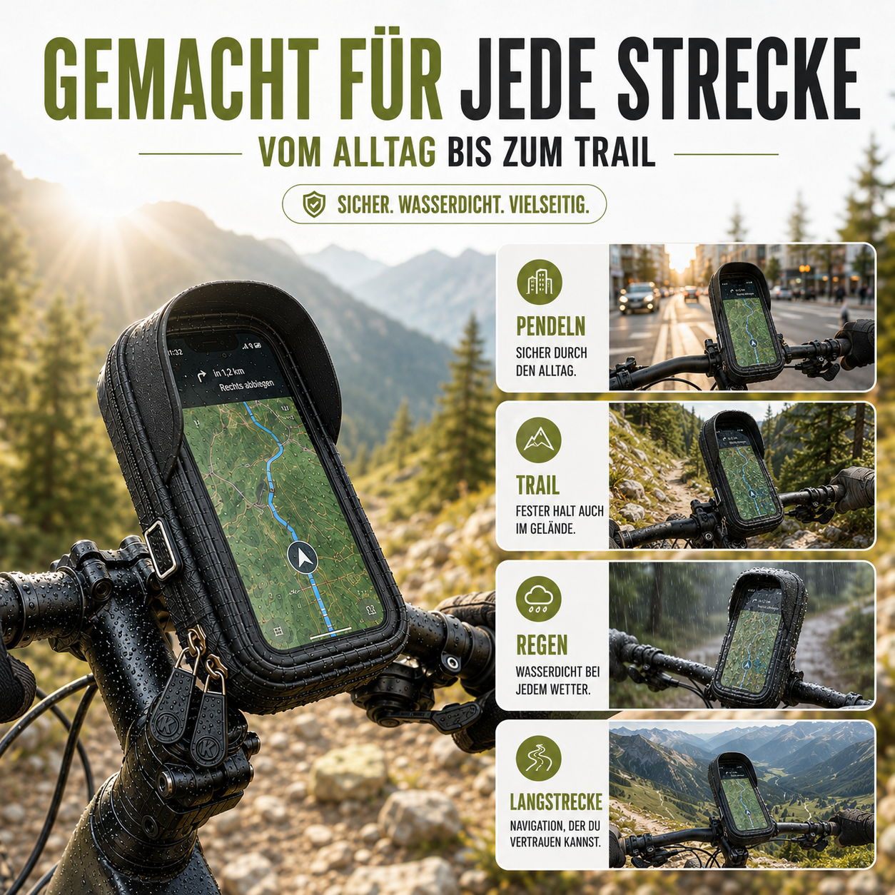 Waterdichte Telefoonhouder voor Fiets met Touchscreen – Tot 6.4 Inch | Sansoti