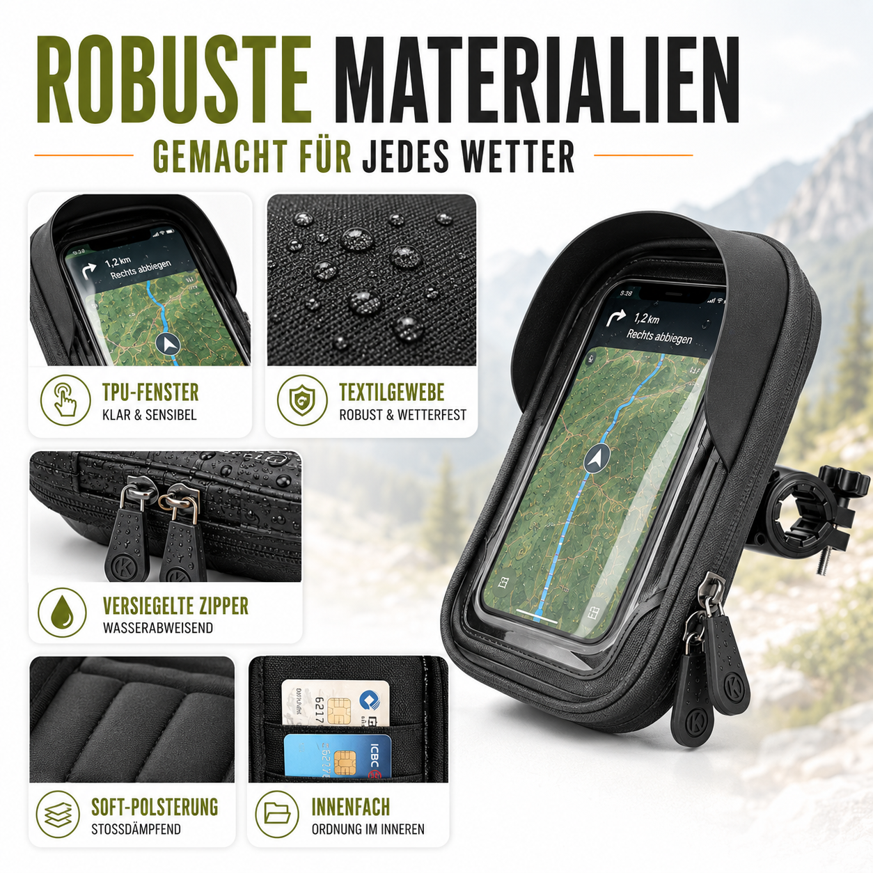 Waterdichte Telefoonhouder voor Fiets met Touchscreen – Tot 6.4 Inch | Sansoti