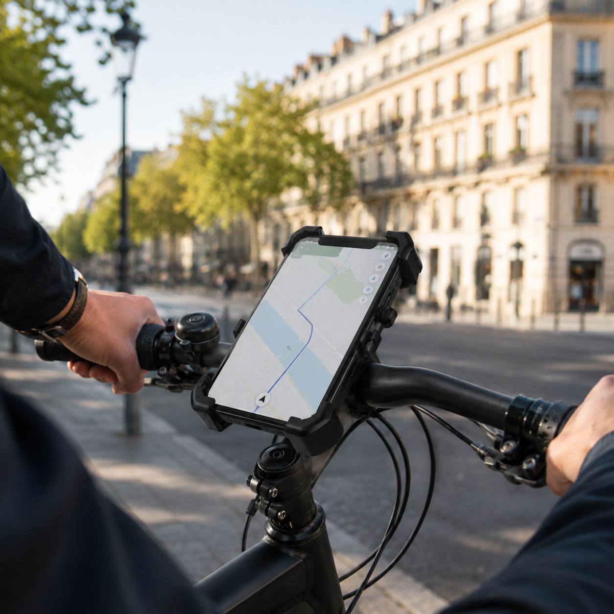 Support universel pour smartphone à vélo, aluminium noir, rotation à 360° pour une navigation sécurisée à vélo | Sansoti