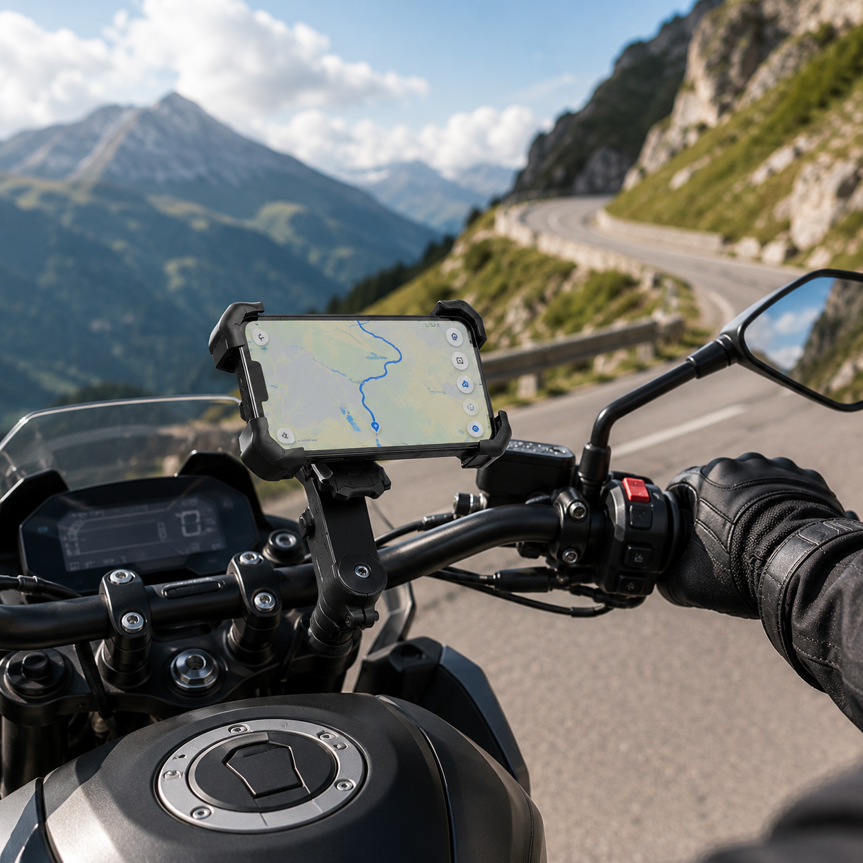 Support universel pour smartphone à vélo, aluminium noir, rotation à 360° pour une navigation sécurisée à vélo | Sansoti