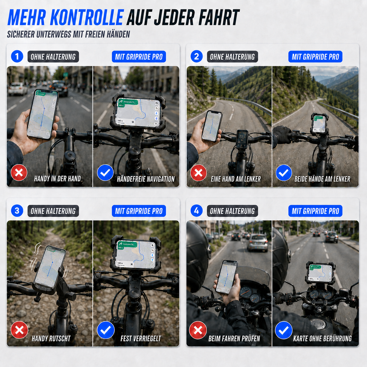 Support universel pour smartphone à vélo, aluminium noir, rotation à 360° pour une navigation sécurisée à vélo | Sansoti
