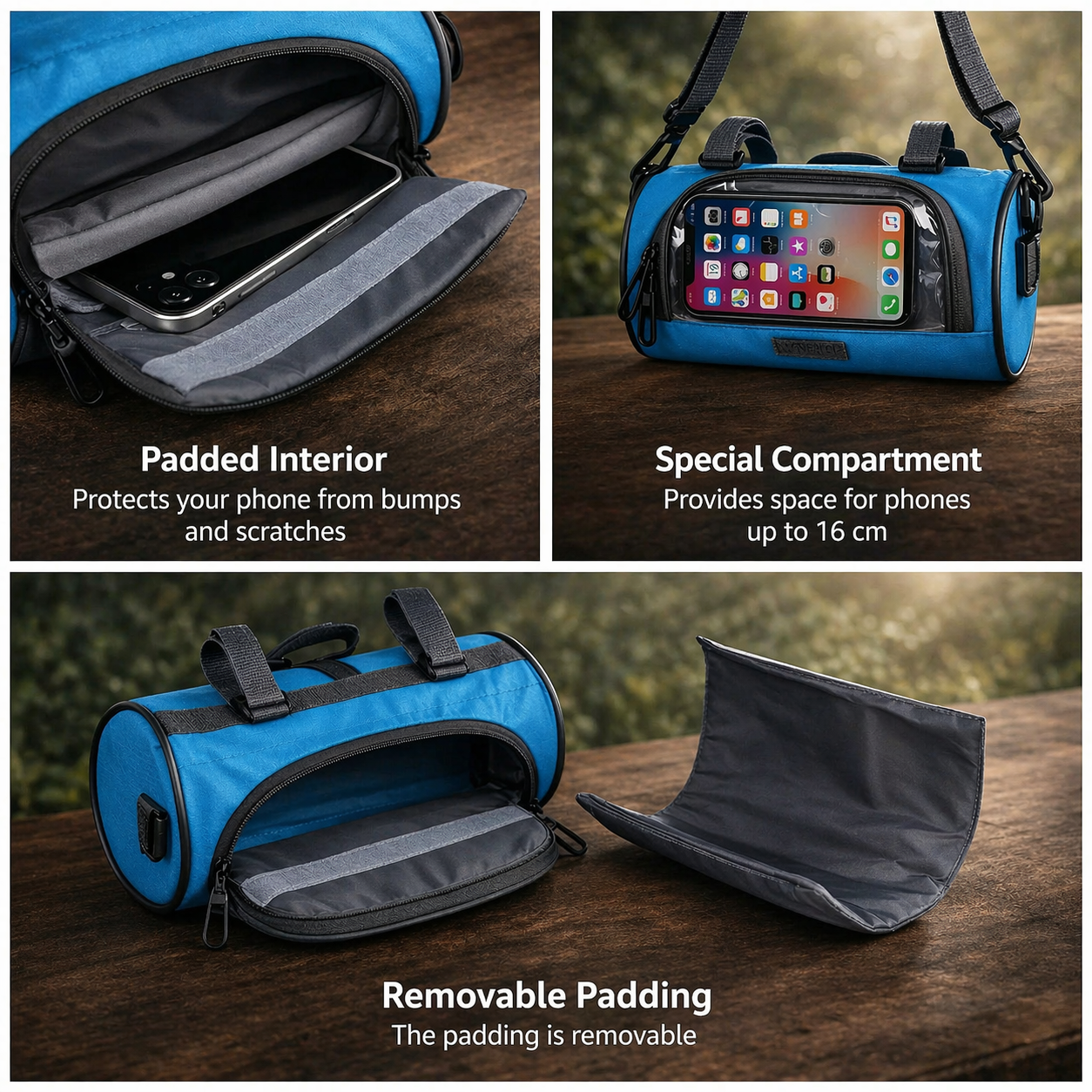 Fiets Stuurtas | Touchscreen Compatibel | Universeel Klittenband | Ridepocket | Waterafstotend Nylon Fietstasje voor Smartphone Navigatie Sleutels Portemonnee | Sansoti