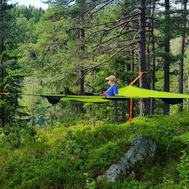 Driehoekige Hangende Hangmat Meerpersoons met Ankersysteem voor Camping Tuin Buiten Ontspanning Relax | Sansoti