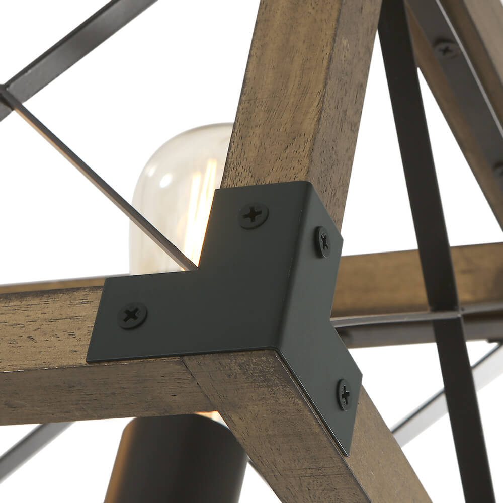 Suspension Rectangulaire Bois Noir 80cm 5 Lumières Salle à Manger Îlot de Cuisine Industriel Campagne Lustre Réglable Suspension Salon | Restfield