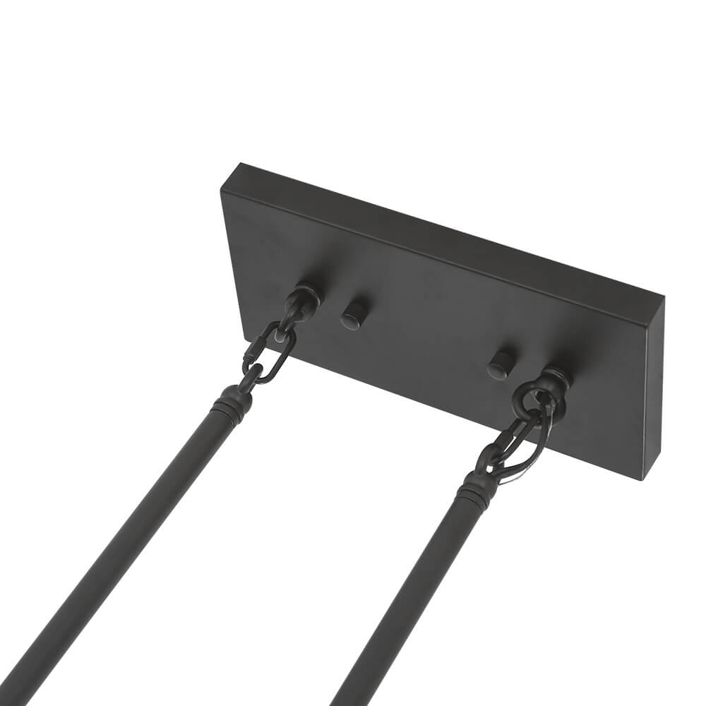 Suspension Rectangulaire Bois Noir 80cm 5 Lumières Salle à Manger Îlot de Cuisine Industriel Campagne Lustre Réglable Suspension Salon | Restfield
