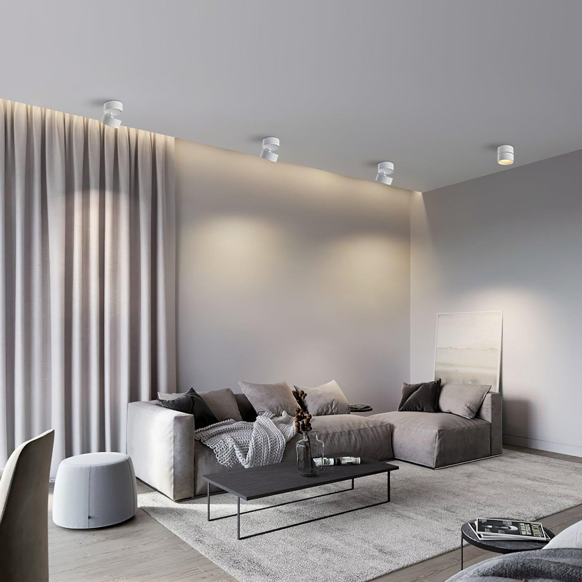 Spot de plafond réglable en aluminium blanc chaud LED 3000K, design minimaliste scandinave nordique pour intérieur | Sansoti
