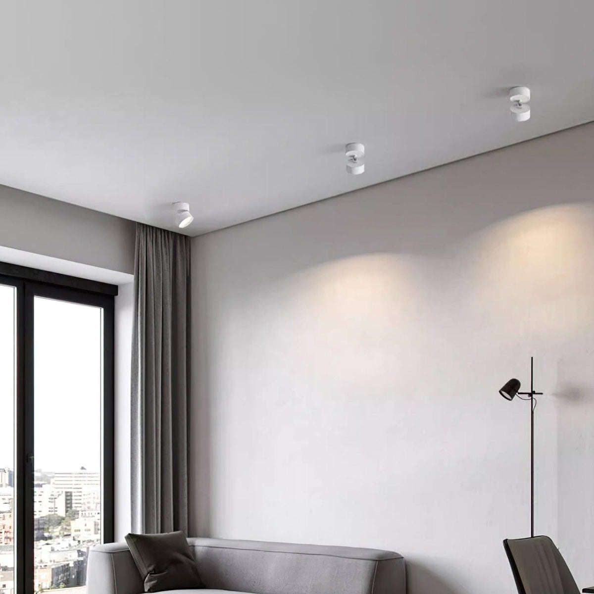 Spot de plafond réglable en aluminium blanc chaud LED 3000K, design minimaliste scandinave nordique pour intérieur | Sansoti