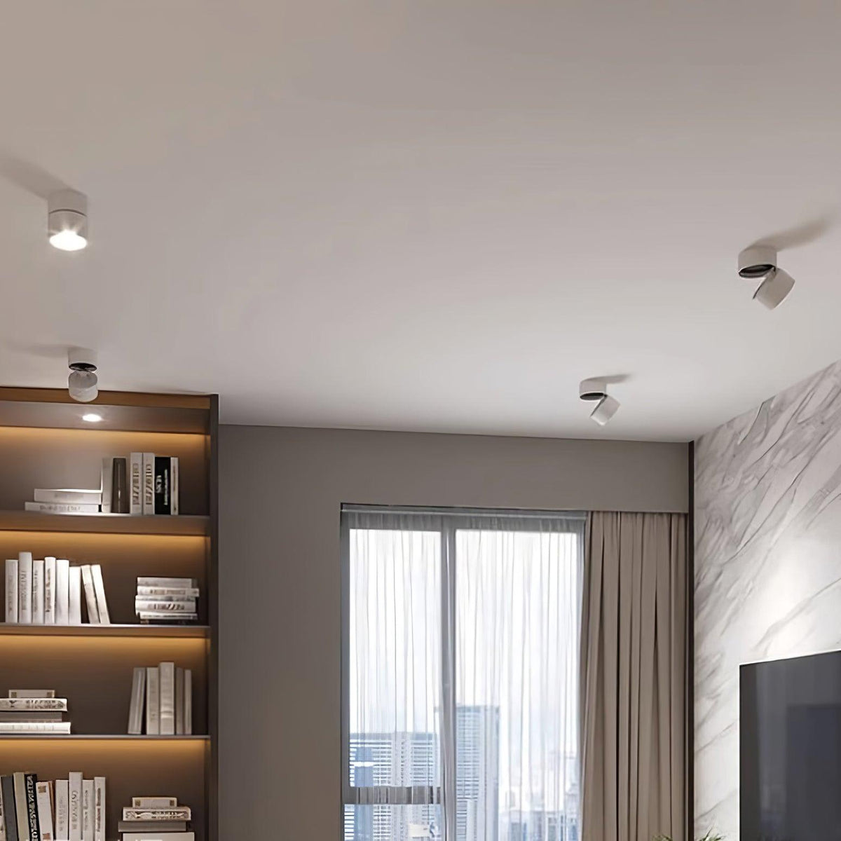 Spot de plafond réglable en aluminium blanc chaud LED 3000K, design minimaliste scandinave nordique pour intérieur | Sansoti