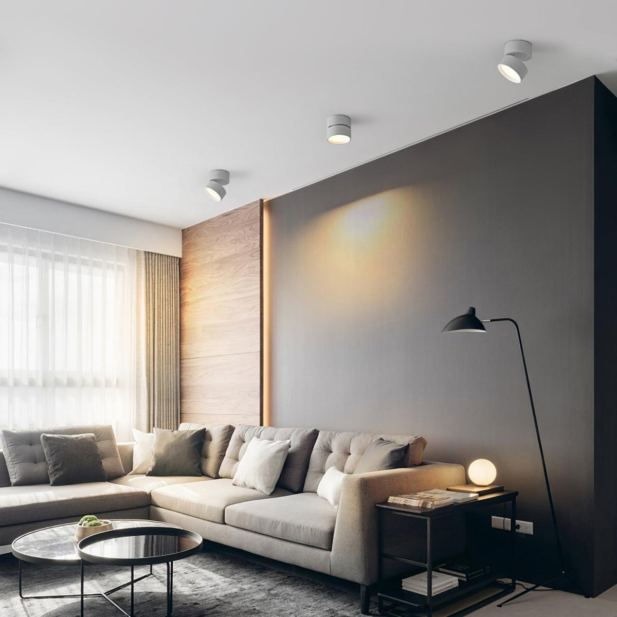 Spot de plafond réglable en aluminium blanc chaud LED 3000K, design minimaliste scandinave nordique pour intérieur | Sansoti