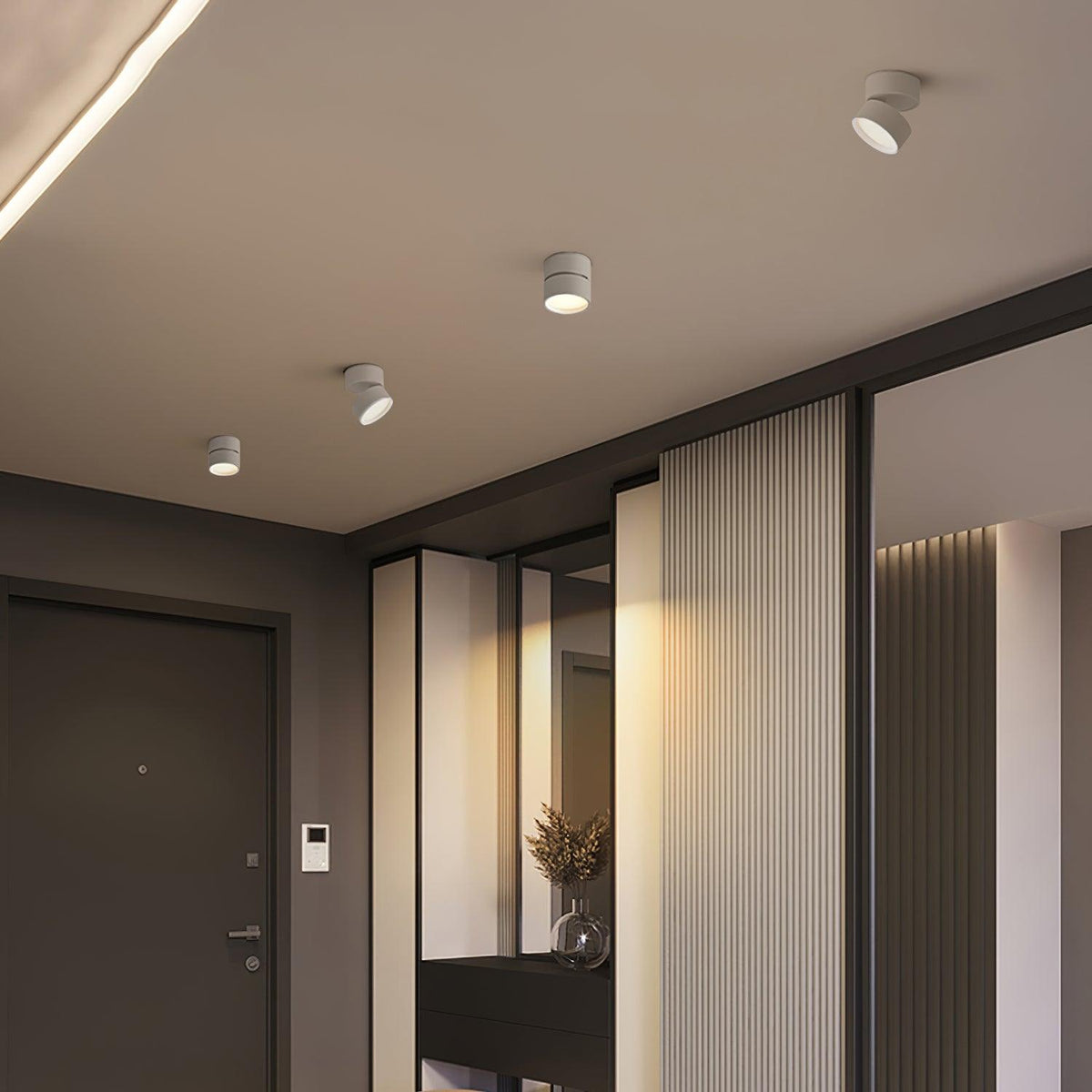 Spot de plafond réglable en aluminium blanc chaud LED 3000K, design minimaliste scandinave nordique pour intérieur | Sansoti