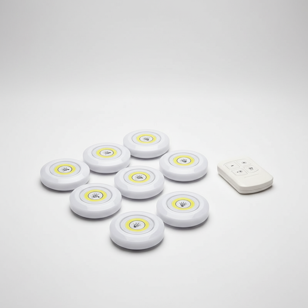 LED Spotjes Onderkast Batterij Draadloos Dimbaar Set 3 Keuken Kastverlichting Zelfklevend Afstandsbediening Plakspot | Sansoti