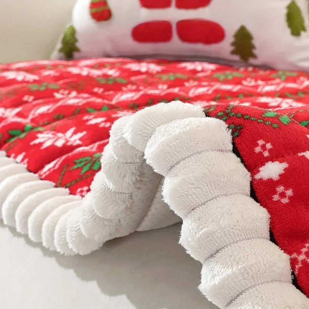 Feestelijk Bankhoes Kersthoes Rood-Wit Patroon voor 1-4 Zitbanken Microfiber Kerstdecoratie Beschermhoes Machinewasbaar | Sansoti