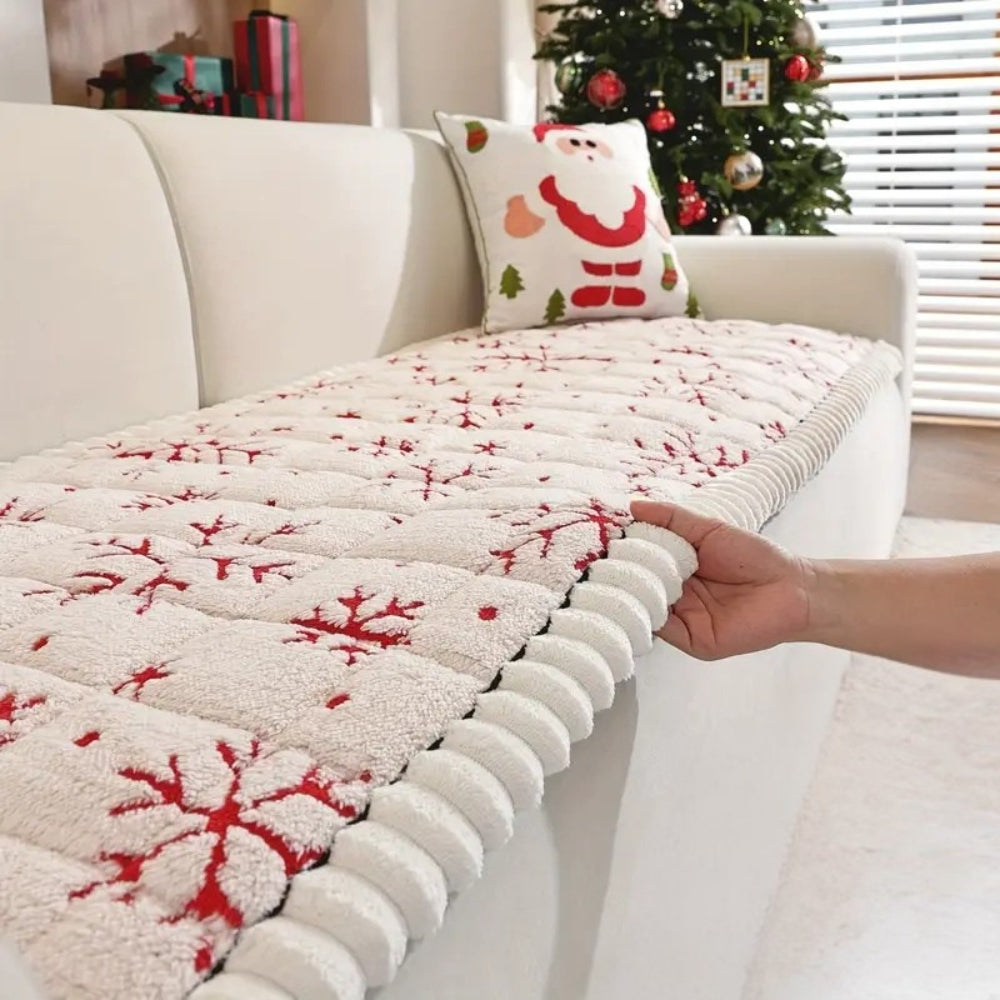 Feestelijk Bankhoes Kersthoes Rood-Wit Patroon voor 1-4 Zitbanken Microfiber Kerstdecoratie Beschermhoes Machinewasbaar | Sansoti