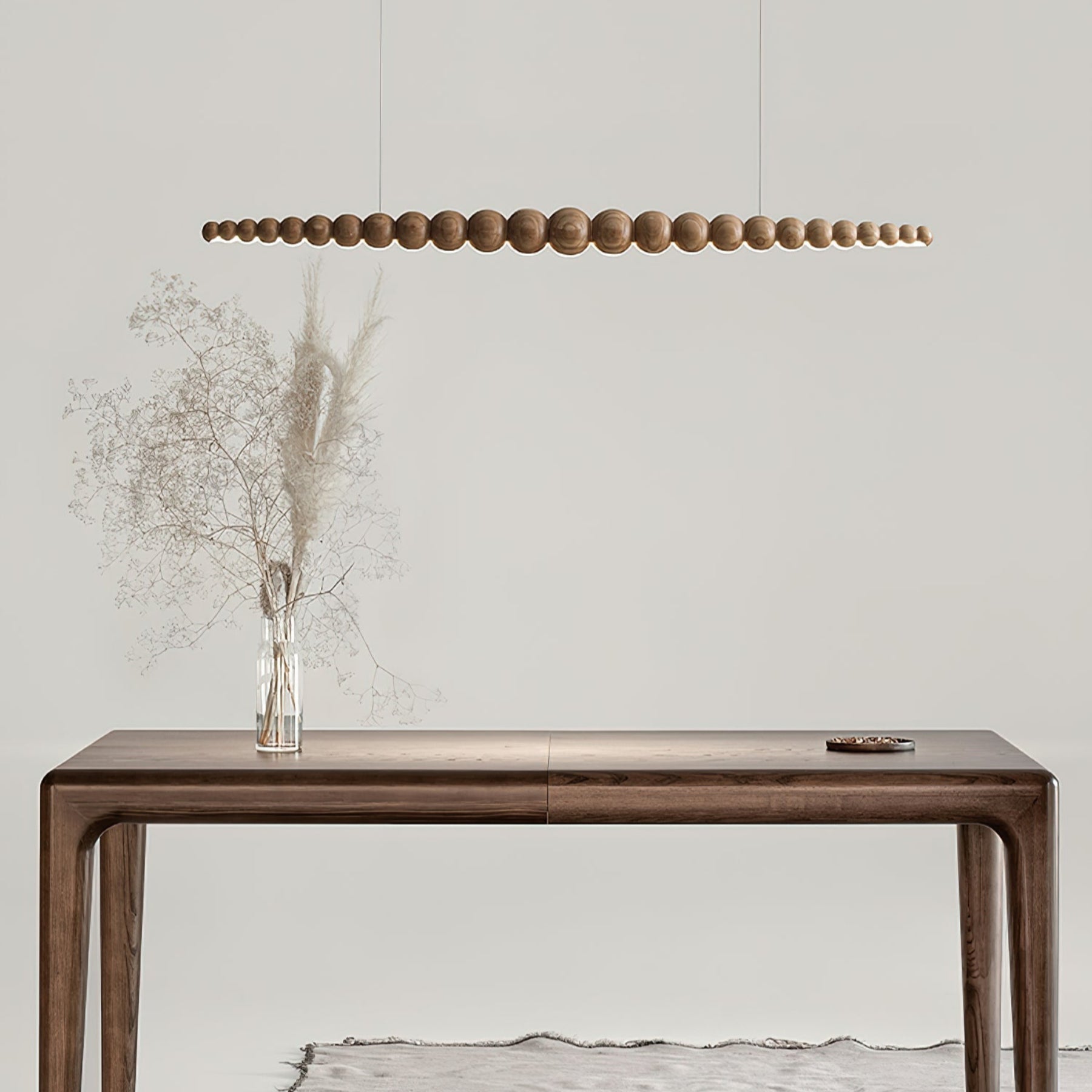 Hanglamp LED Hout Metaal Zwart Warm Wit Eettafel Kookeiland Moderne Verlichting Lineaire Hanglamp Scandinavisch Interieur | Sansoti