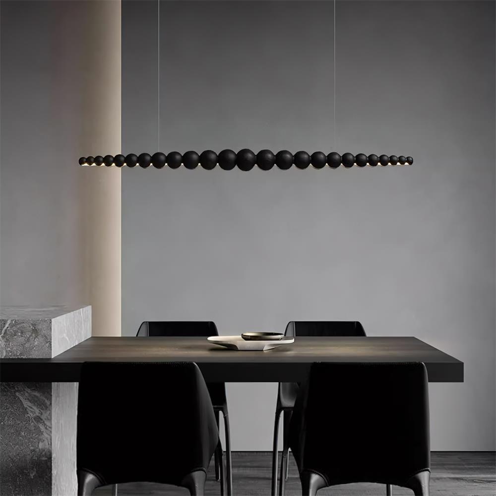 Hanglamp LED Hout Metaal Zwart Warm Wit Eettafel Kookeiland Moderne Verlichting Lineaire Hanglamp Scandinavisch Interieur | Sansoti