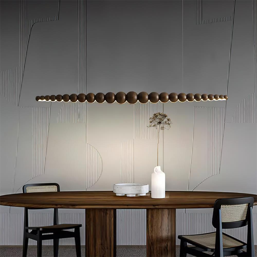 Hanglamp LED Hout Metaal Zwart Warm Wit Eettafel Kookeiland Moderne Verlichting Lineaire Hanglamp Scandinavisch Interieur | Sansoti