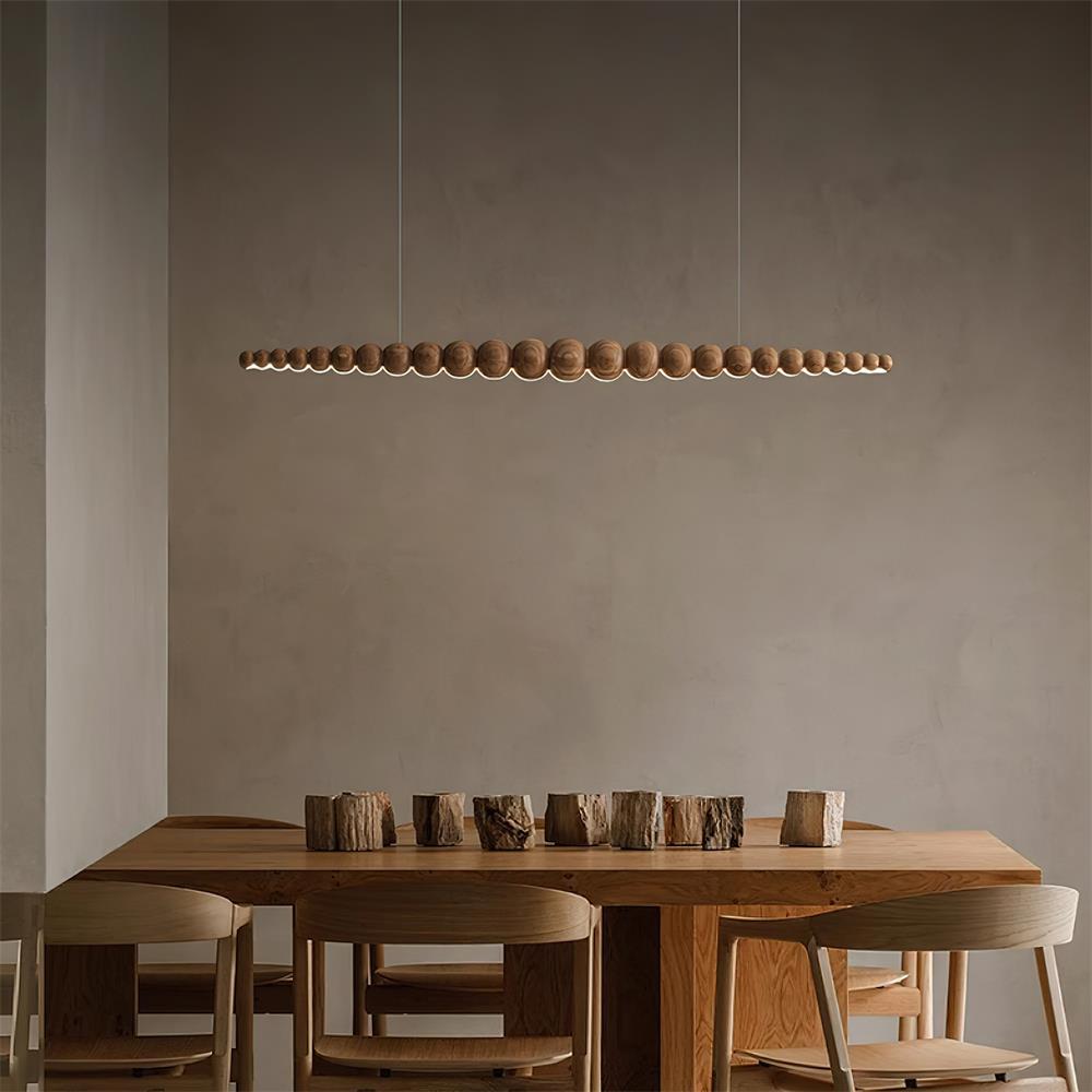 Hanglamp LED Hout Metaal Zwart Warm Wit Eettafel Kookeiland Moderne Verlichting Lineaire Hanglamp Scandinavisch Interieur | Sansoti