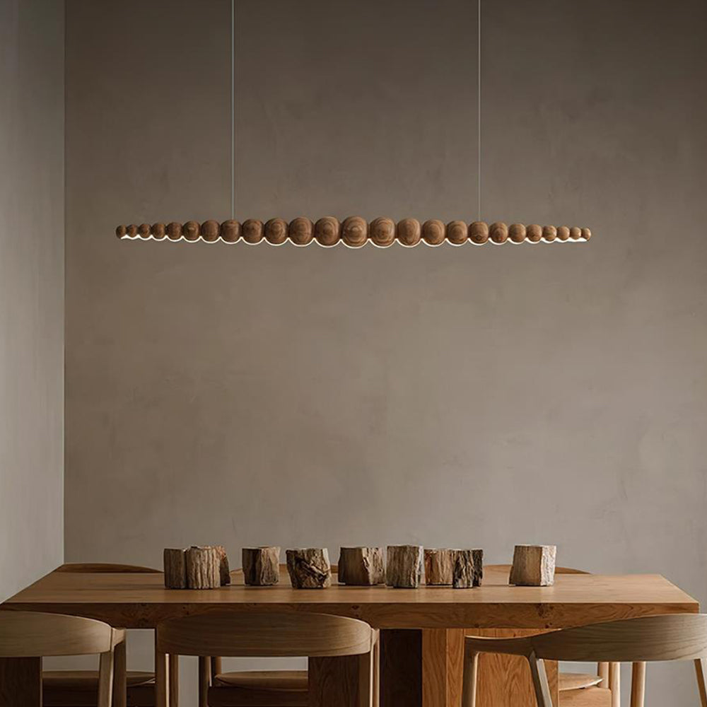Hanglamp LED Hout Metaal Zwart Warm Wit Eettafel Kookeiland Moderne Verlichting Lineaire Hanglamp Scandinavisch Interieur | Sansoti