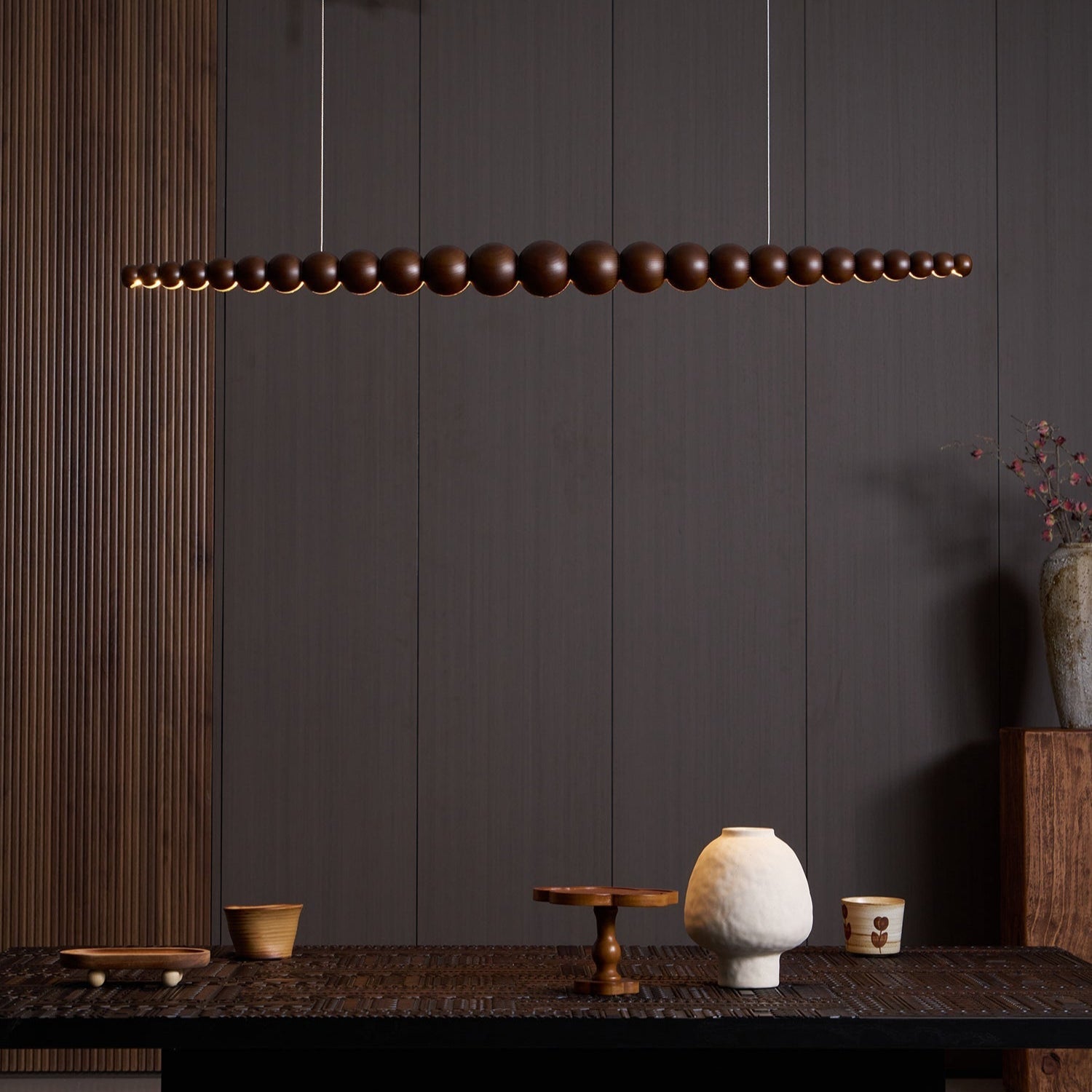 Hanglamp LED Hout Metaal Zwart Warm Wit Eettafel Kookeiland Moderne Verlichting Lineaire Hanglamp Scandinavisch Interieur | Sansoti