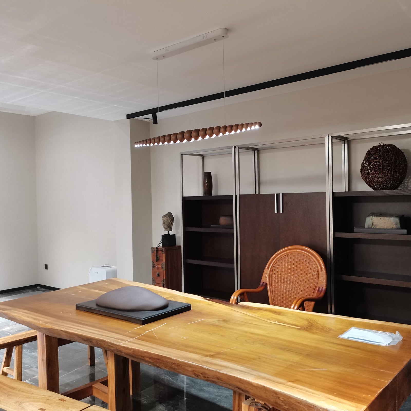 Hanglamp LED Hout Metaal Zwart Warm Wit Eettafel Kookeiland Moderne Verlichting Lineaire Hanglamp Scandinavisch Interieur | Sansoti