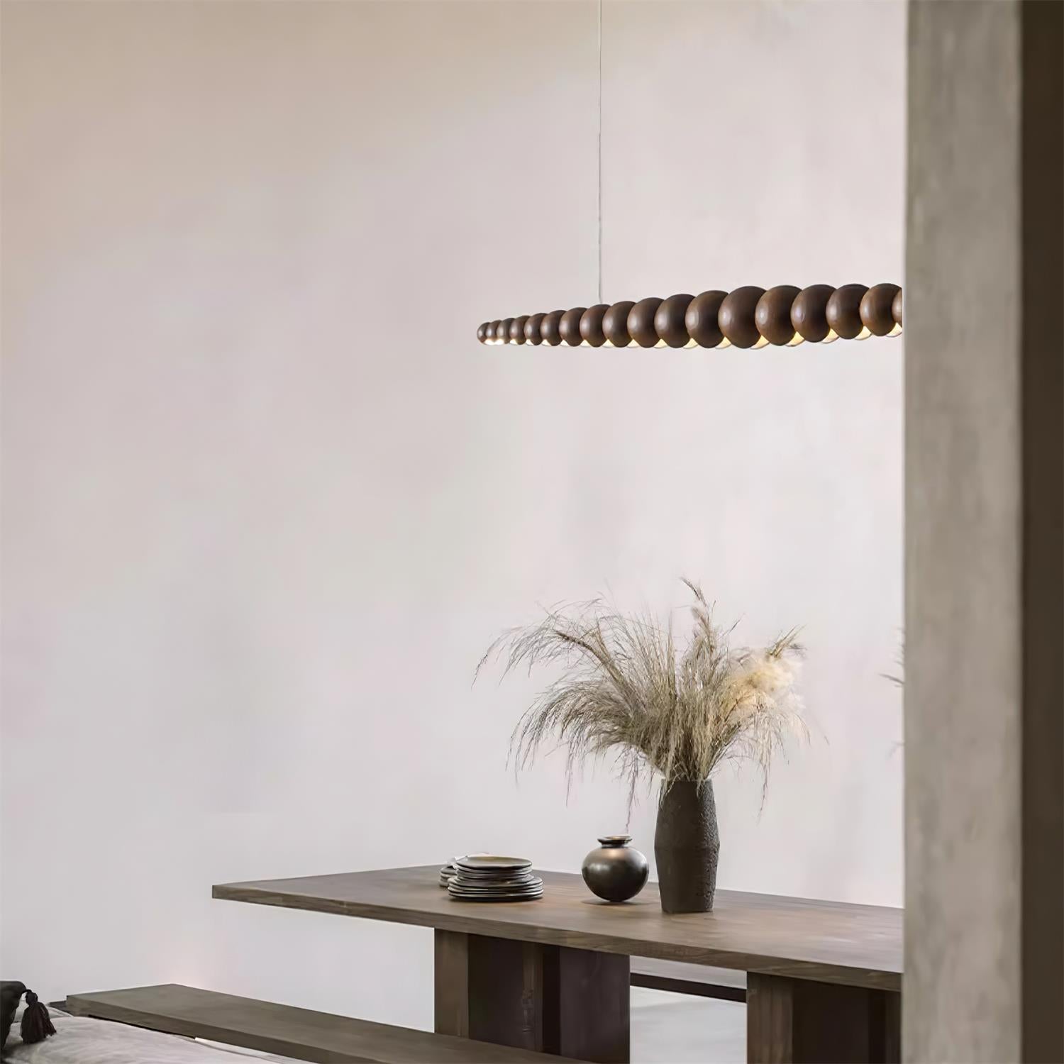 Hanglamp LED Hout Metaal Zwart Warm Wit Eettafel Kookeiland Moderne Verlichting Lineaire Hanglamp Scandinavisch Interieur | Sansoti